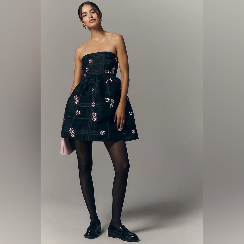 Anthropologie strapless fit and flare dress